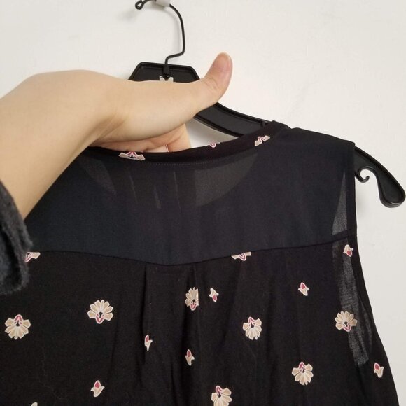 Loft Floral Print Semi Sheer Sleeveless Blouse Top - Picture 6 of 11